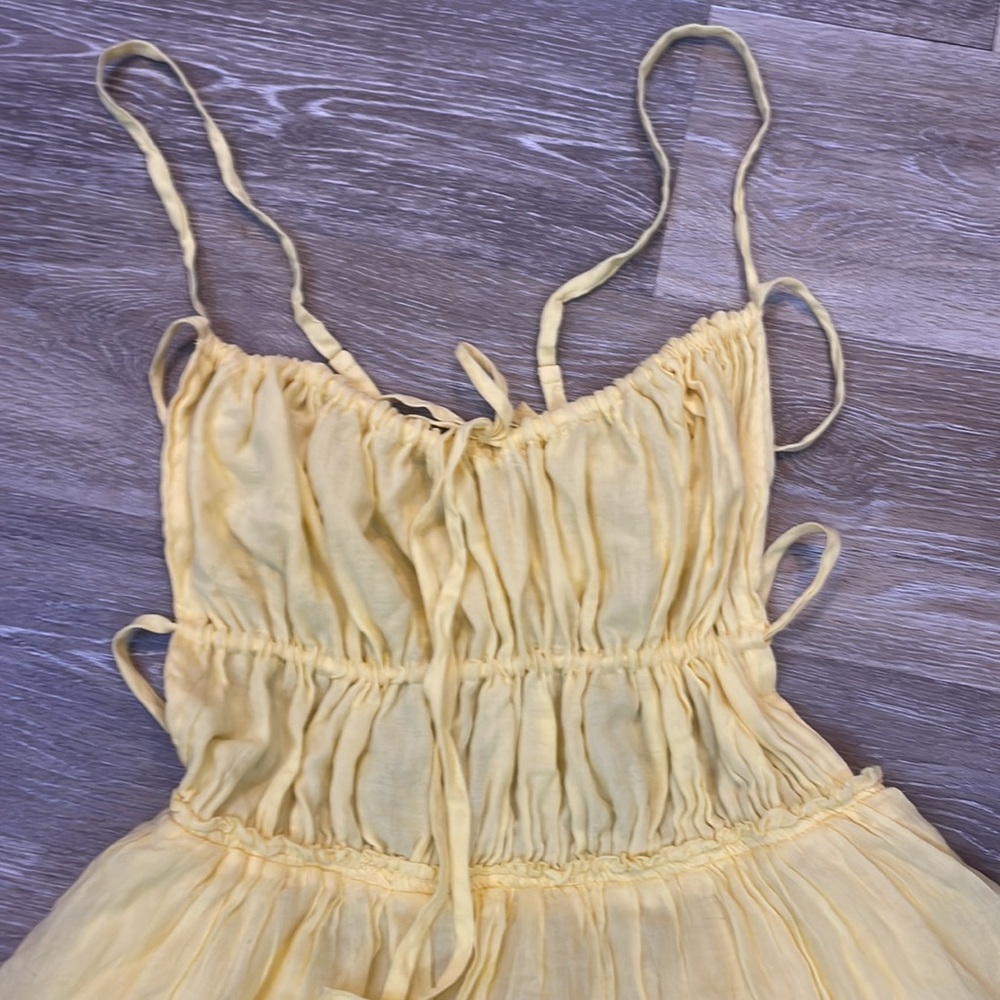 Free People Taking Sides Yellow Ruffled Mini Dress - Picture 4 of 16